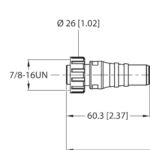 Supply Cable - M12 Power RKM40.2-0.3-RSP46PLB/TXL