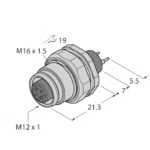 Female Flange with Print Contacts, Rear-mounted EC-FKFD5-P/16