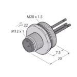 Male Receptacle with Stranded Wires, Front-mounted EC-FS3-0.5/20